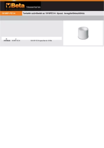 Beta 1919RF-FE1/4 Tartalék szűrőbetét a Beta 1919FE termékhez