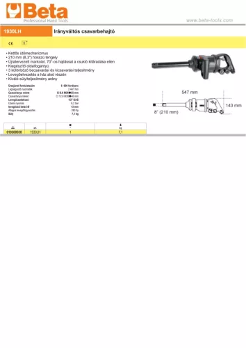 Beta 1930LH Irányváltós csavarbehajtó 1"