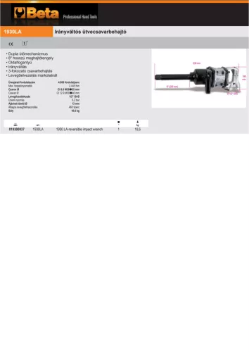 Beta 1930LA Irányváltós ütvecsavarbehajtó 1"