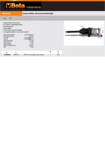 Beta 1930HLA Irányváltós ütvecsavarbehajtó 1"