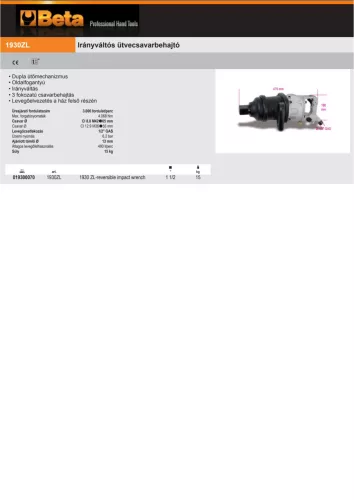 Beta 1930ZL Irányváltós ütvecsavarbehajtó 1 1/2"