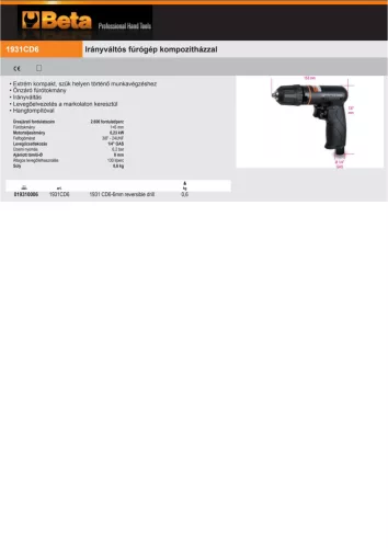Beta 1931CD6 Irányváltós fúrógép kompozitházzal
