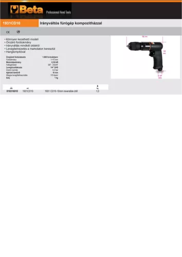 Beta 1931CD10 Irányváltós fúrógép kompozitházzal