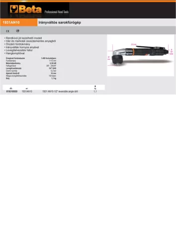 Beta 1931AN10 Irányváltós sarokfúrógép