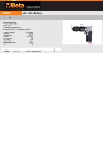 Beta 1932RS13 Irányváltós fúrógép