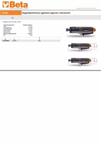 Beta 1933IH Nagyteljesítményű egykezes egyenes rúdcsiszoló