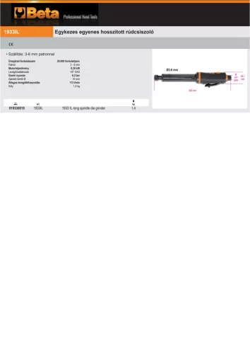 Beta 1933IL Egykezes egyenes hosszított rúdcsiszoló