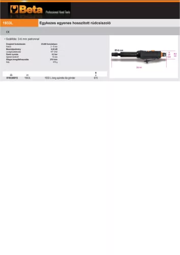Beta 1933L Egykezes egyenes hosszított rúdcsiszoló