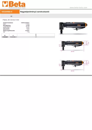 Beta 1933AN90-H Nagyteljesítményű sarokcsiszoló