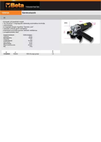 Beta 1936/5A Sarokcsiszoló 125mm