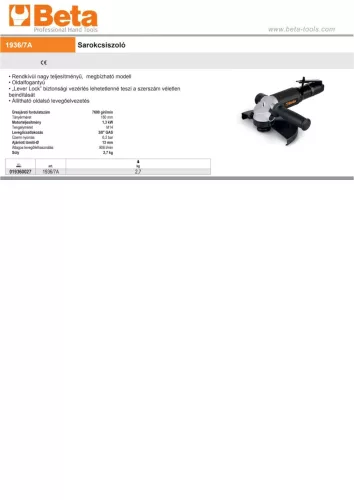 Beta 1936/7A Sarokcsiszoló 180mm