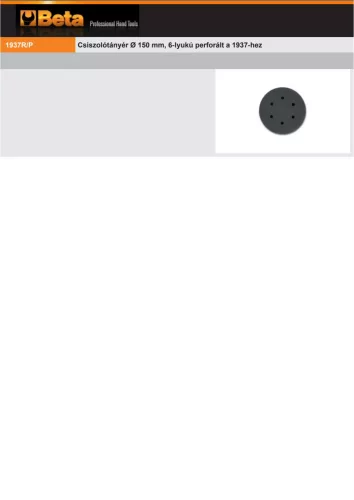 Beta 1937R/P Csiszolótányér Ø150mm 6 lyukú a Beta 1937 termékhez