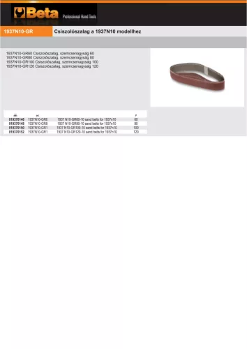 Beta 1937N10-GR80 Csiszolószalag 10x330mm a Beta 1937N10 termékhez P80