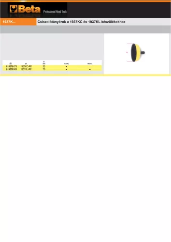 Beta 1937KL-RP Csiszolótányérok a Beta 1937KC és 1937KL készülékekhez