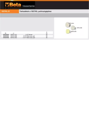 Beta 1937KL-DSG 3-1/2" Csiszolószivacs Ø 90 mm sárga