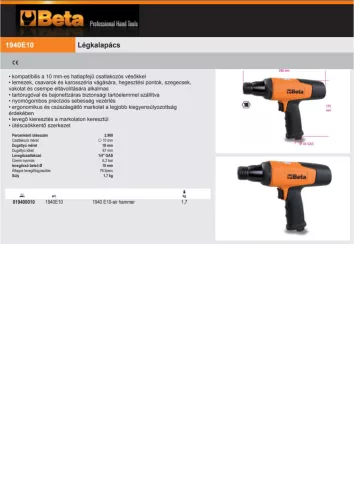 Beta 1940E10 Légkalapács 10mm befogású
