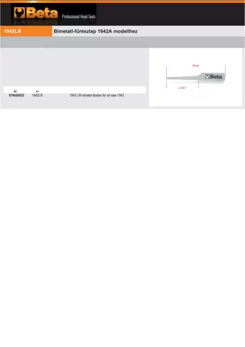 Beta 1942LR 1942 Bimetal főrészlap a Beta 1942 termékhez 32fog/1"