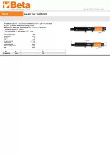 Beta 1944A Axiális tűs revétlenítő