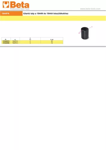 Beta 1944 PA 2 Tűtartó talp a Beta 1944N és 1944A készülékekhez 2mm