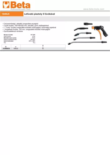Beta 1949U5 Lefúvatópisztoly 5 fúvókával