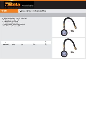 Beta 1949M Nyomásmérő gumiabroncsokhoz