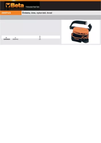Beta 2005PA/S Övtáska, nylon-ból, övvel ÜRES