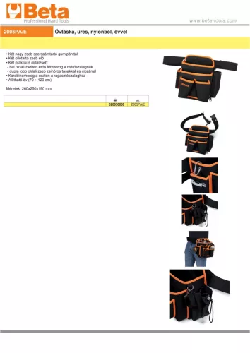Beta 2005PA/E Övtáska, nylon-ból, övvel ÜRES