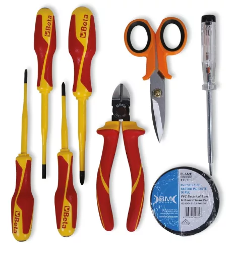 Beta 2005PA/ET 8 részes szerszámkészlet övtáskában elektrotechnikai karbantartáshoz, villanyszereléshez