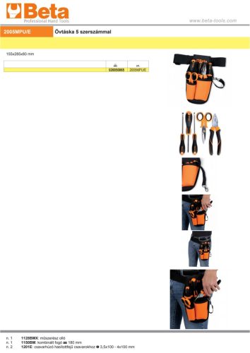 Beta 2005MPU/E 5 részes szerszámkészlet övtáskában, övvel