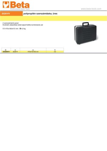 Beta 2028/VV Polipropilén szerszámtáska, ÜRES