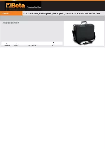 Beta 2029/VV Szerszámtáska, keményfalú, polipropilén, alumínium profillal merevítve, ÜRES