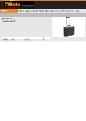 Beta 2036/TV Kerekes szerszámtáska Polipropilén, Alumínium profillal merevítve ÜRES