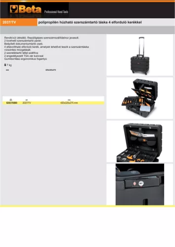 Beta 2037/TV polipropilén húzható szerszámtartó táska 4 elforduló kerékkel ÜRES