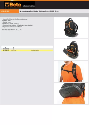 Beta C5 Szerszámos hátitáska Hightech-textilből, ÜRES