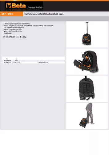 Beta C6T Húzható szerszámtáska textilből, ÜRES