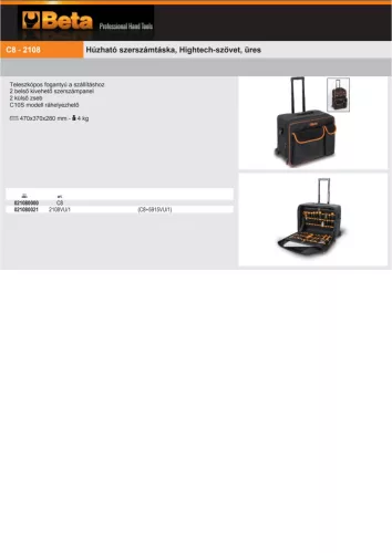 Beta C8 Húzható szerszámtáska, Hightech-szövet, ÜRES