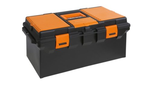 Beta CP15L Műanyag szerszámos láda, hosszú kivitel kivehető betéttel és tálcák kis tárgyak elhelyezésére, 558x277x270 mm ÜRES