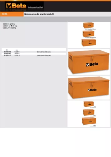 Beta C22BM-O Szerszámláda acéllemezből 850x360x350 mm ÜRES