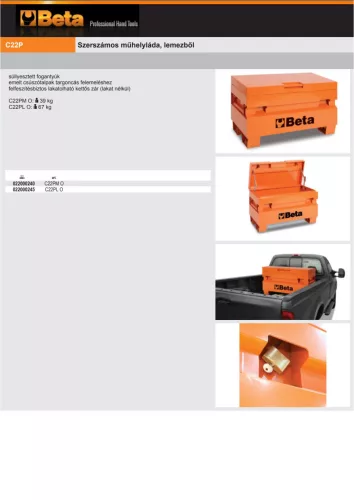 Beta C22PM-O Szerszámos műhelyláda, lemezből 915x540x430 mm ÜRES