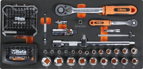 Beta BW 2200E/21 Worker 3 fiókos szerszámos láda 159 darabos szerszámkészlettel