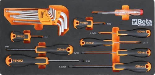Beta BW 2200E/21 Worker 3 fiókos szerszámos láda 159 darabos szerszámkészlettel