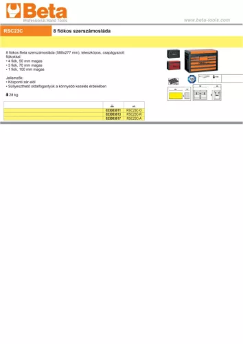 Beta RSC23C-A 8 fiókos szerszámosláda ÜRES antracit