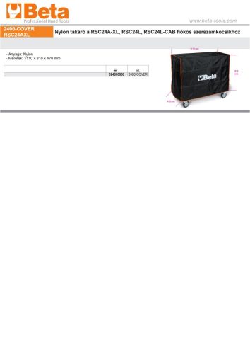 Beta 2400-COVER C24SA-XL Nylon takaró a Beta C24SA-XL fiókos szerszám kocsihoz