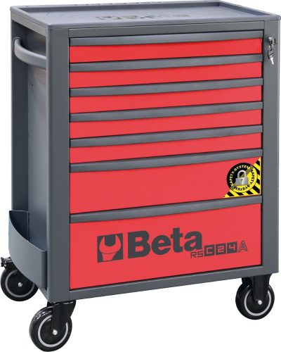 Beta RSC24A/7-R 7 fiókos szerszámkocsi borulásgátló rendszerrel ÜRES piros