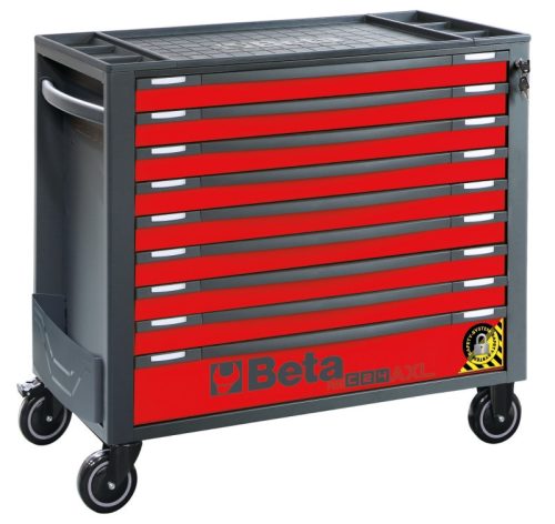 Beta RSC24AXL/9-R 9 fiókos szerszámkocsi borulásgátló rendszerrel, hosszú modell ÜRES piros