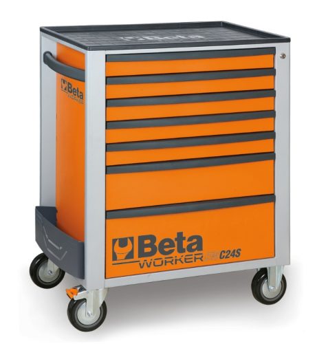 Beta BW 2400S-O7/E-M 7 fiókos szerszámkocsi 309 darabos szerszámkészlettel narancs