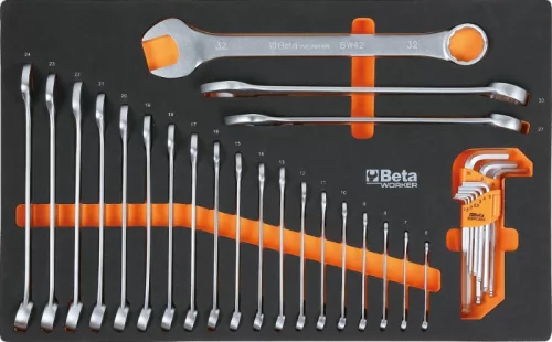 Beta BW 2400S-O7/E-M 7 fiókos szerszámkocsi 309 darabos szerszámkészlettel narancs