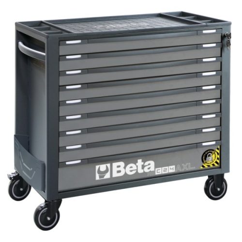 Beta BW 2400S-XLG9/E-XL 9 fiókos szerszámkocsi borulásgátló rendszerrel, hosszú modell, 487 darabos szerszámkészlettel szürke