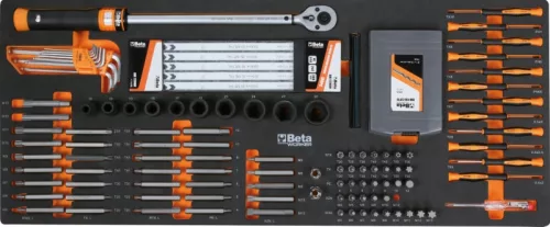 Beta BW 2400S-XLG9/E-XXL 9 fiókos szerszámkocsi borulásgátló rendszerrel, hosszú modell, 716 darabos szerszámkészlettel szürke