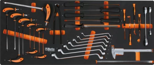 Beta BW 2400S-XLR9/E-XXL 9 fiókos szerszámkocsi borulásgátló rendszerrel, hosszú modell, 716 darabos szerszámkészlettel piros